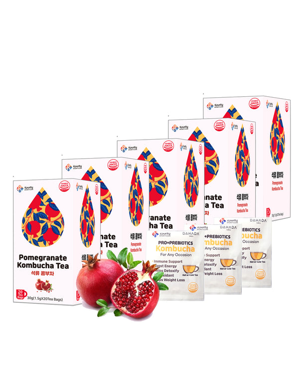 [5 Boxes] Pomegranate Kombucha (20 Tea Bags) Tea - Supplies Antioxidants to Support Overall Health