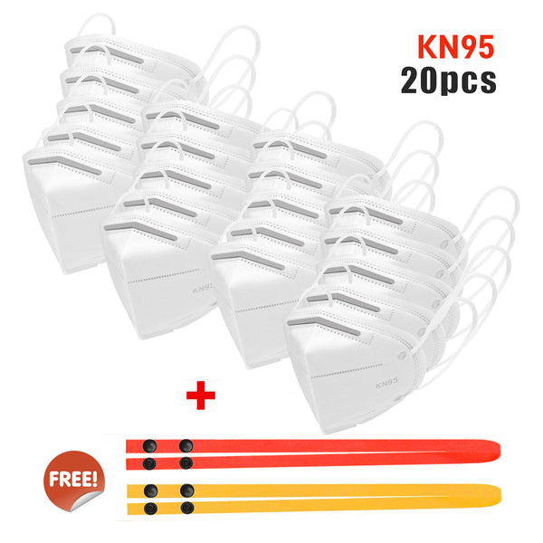 20 Pca KN95 Air Purifying Respirator Mask + 2 Pcs Free Mask Lanyard